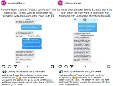 jackie laurito of leaks|RHONJ Jackie Goldschneiders Alleged Texts About Teresa Leak